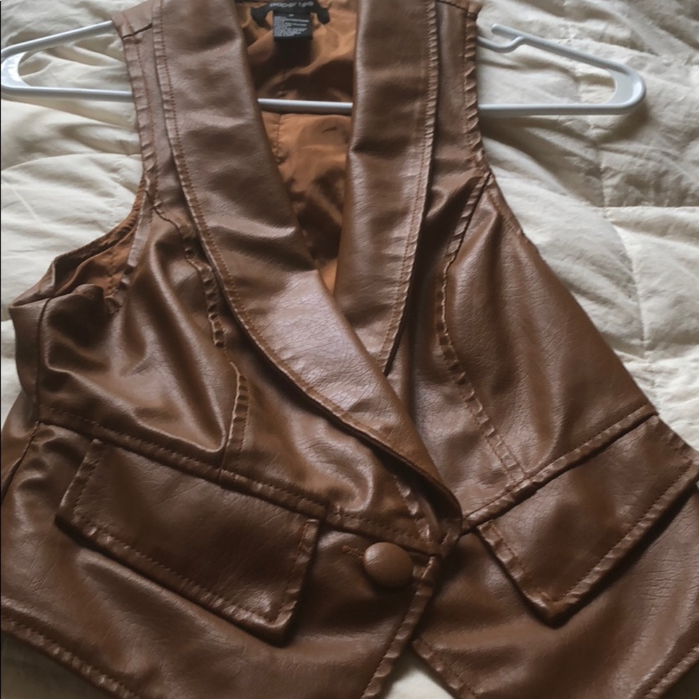 Brown leather vest
